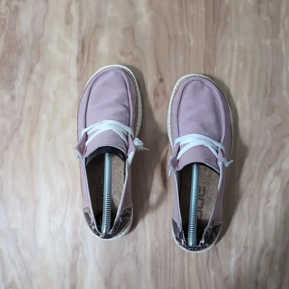 Hey Dude Womens‎ Wendy Stretch Python Pink Casual Walking Shoes US 6